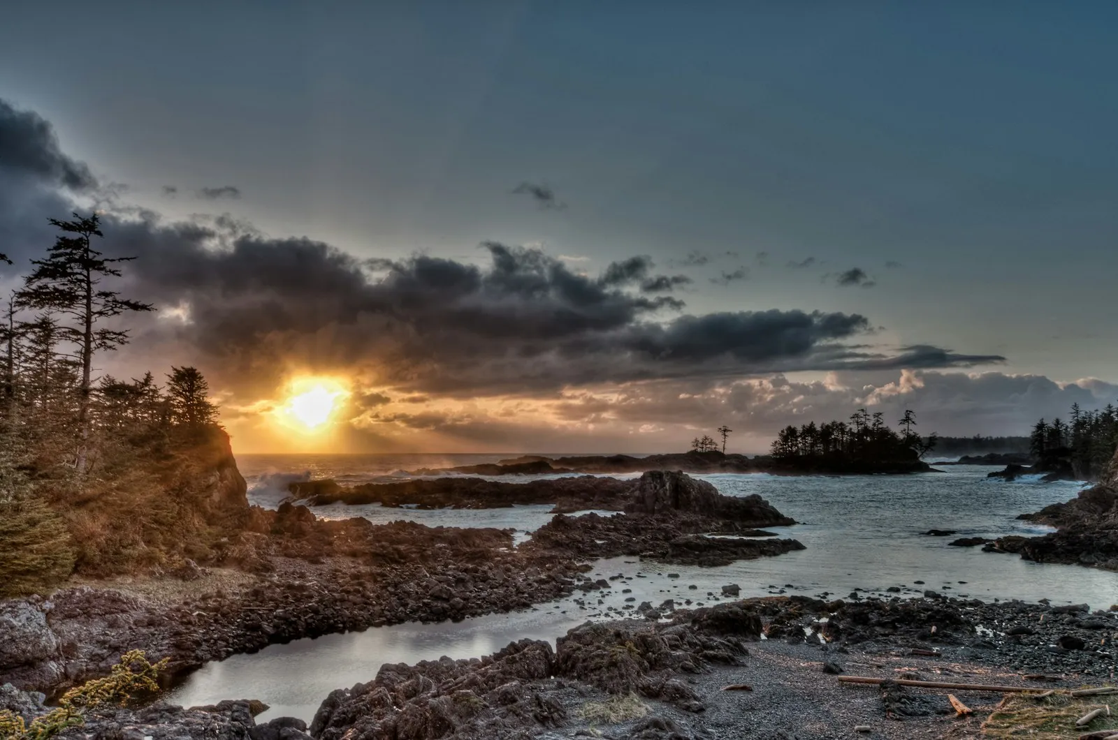 Calm body of water near Ucluelet, British Columbia.